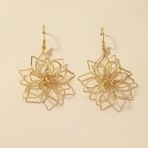 Gold Hollow Flower Earrings